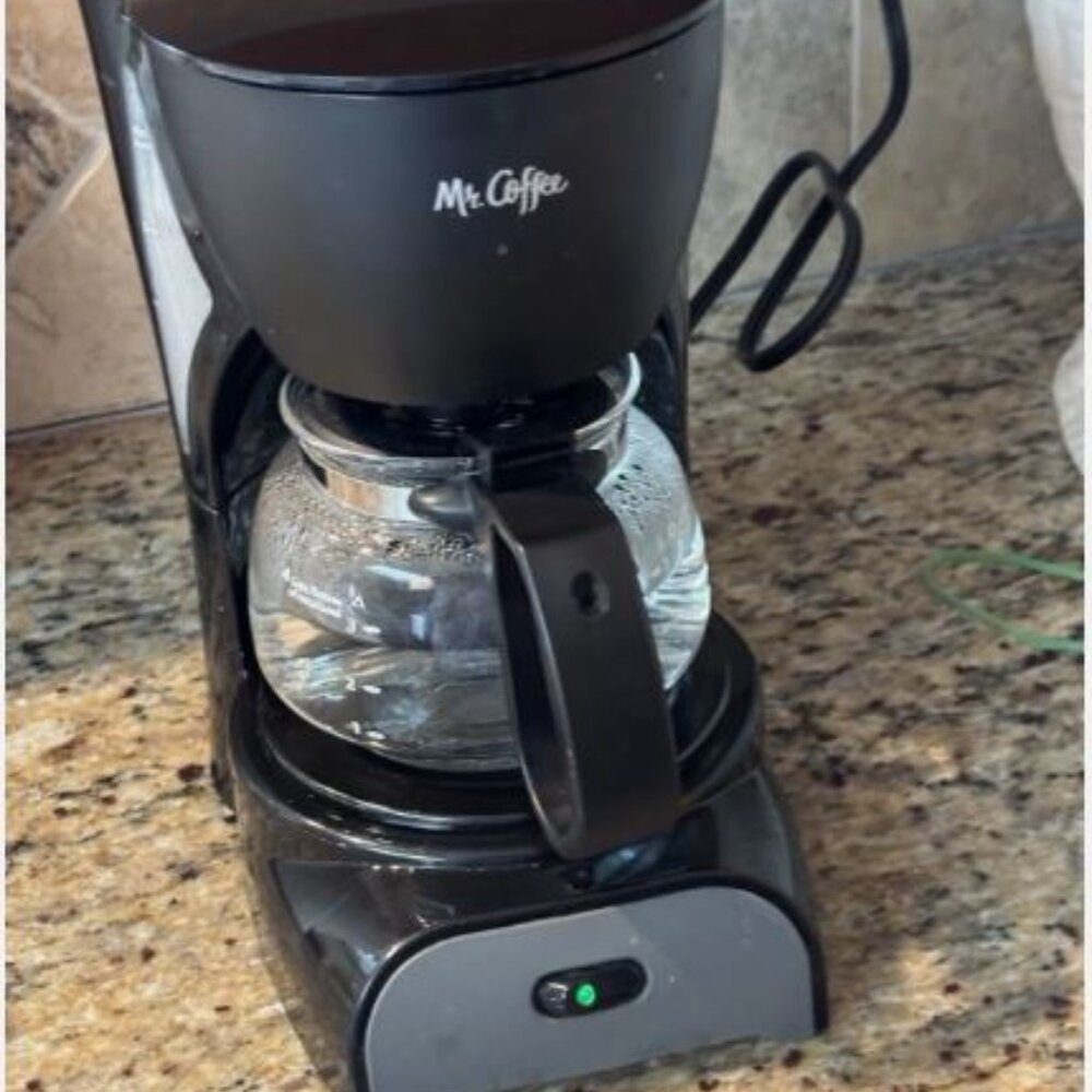 Mr. Coffee Compact 4 Cup Switch Drip Coffee Maker | Black & Stainless Steel